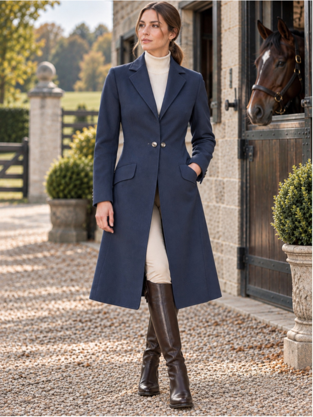 VTG Equestrian Coat Women Correct Riding Apparel Longline Hunt Horse Girl Navy